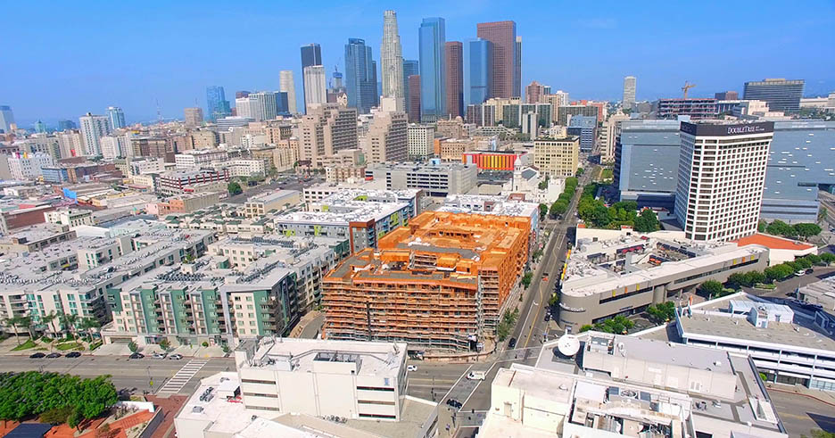 Aerial Drone Video Footage of Los Angeles Downtown